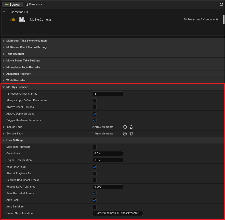 Take recorder settings 2