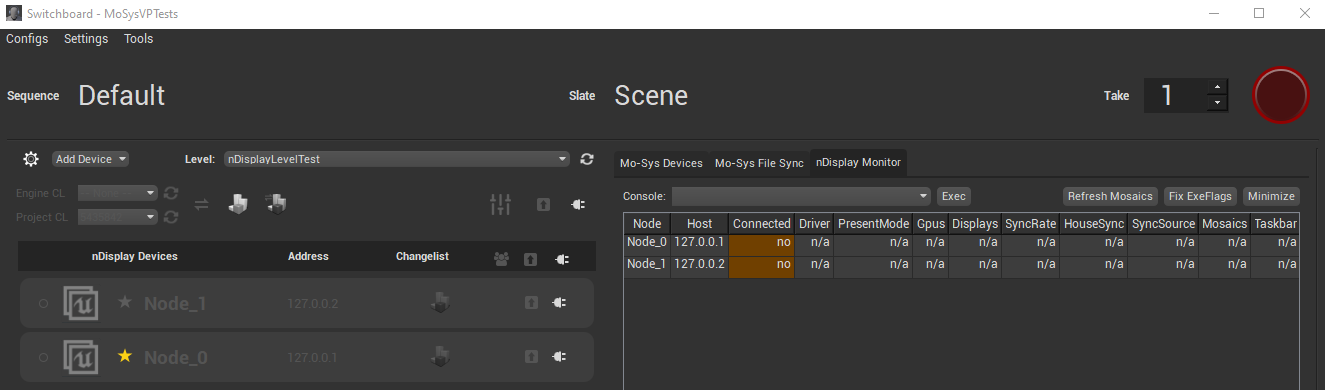 Switchboard primary screen