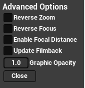 Advanced options panel