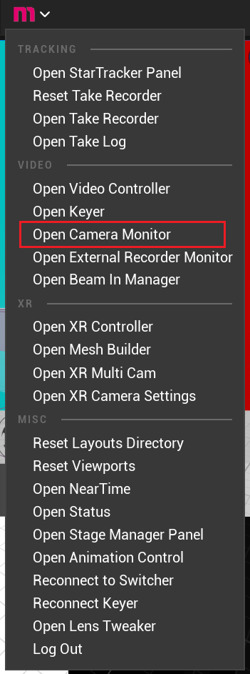 Open camera monitor